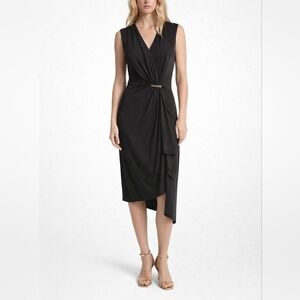Michael Kors Black Stretchy Wrap Dress – Size L